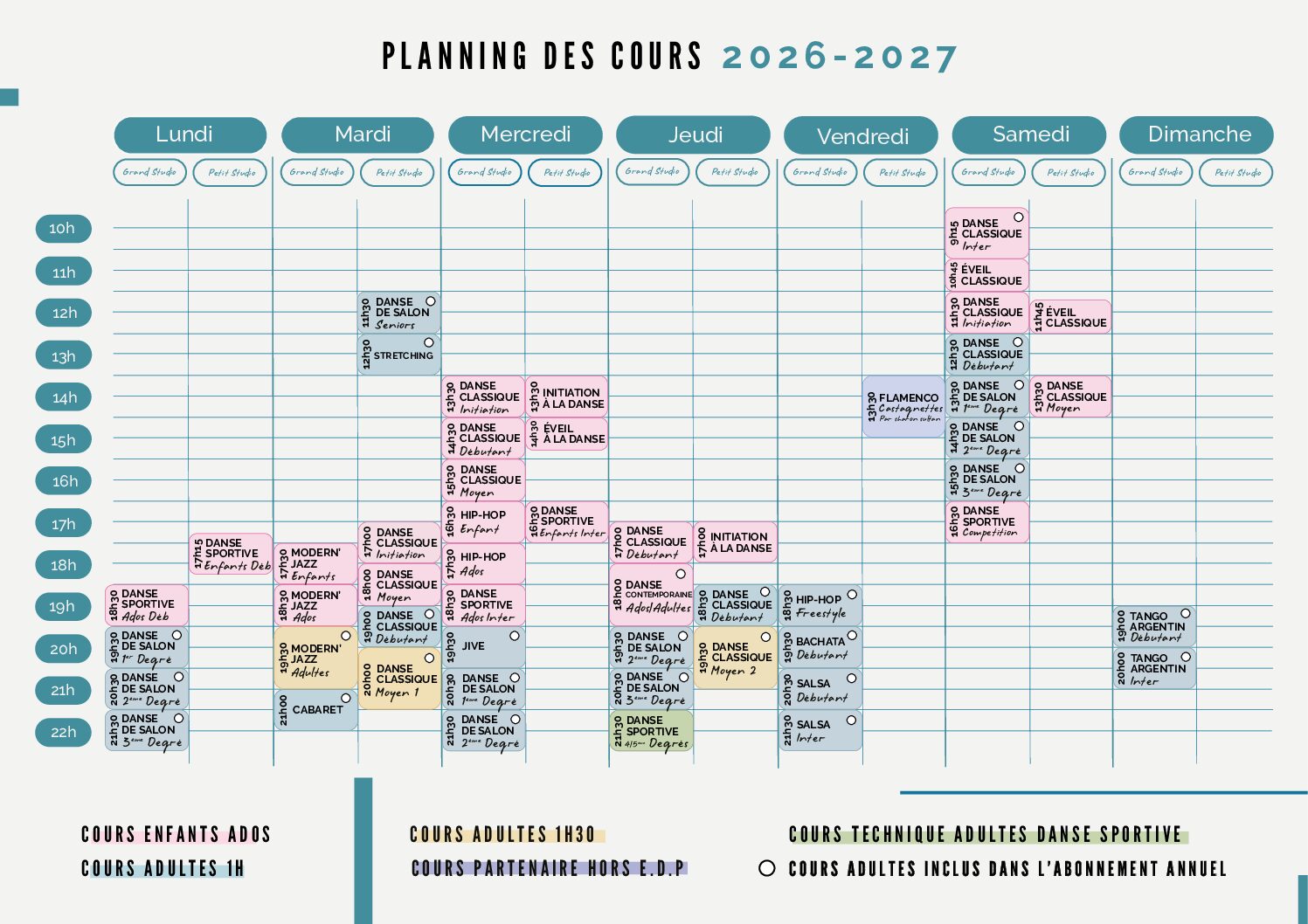 Découvrez nos nouveaux plannings de cours 2026-2027 !